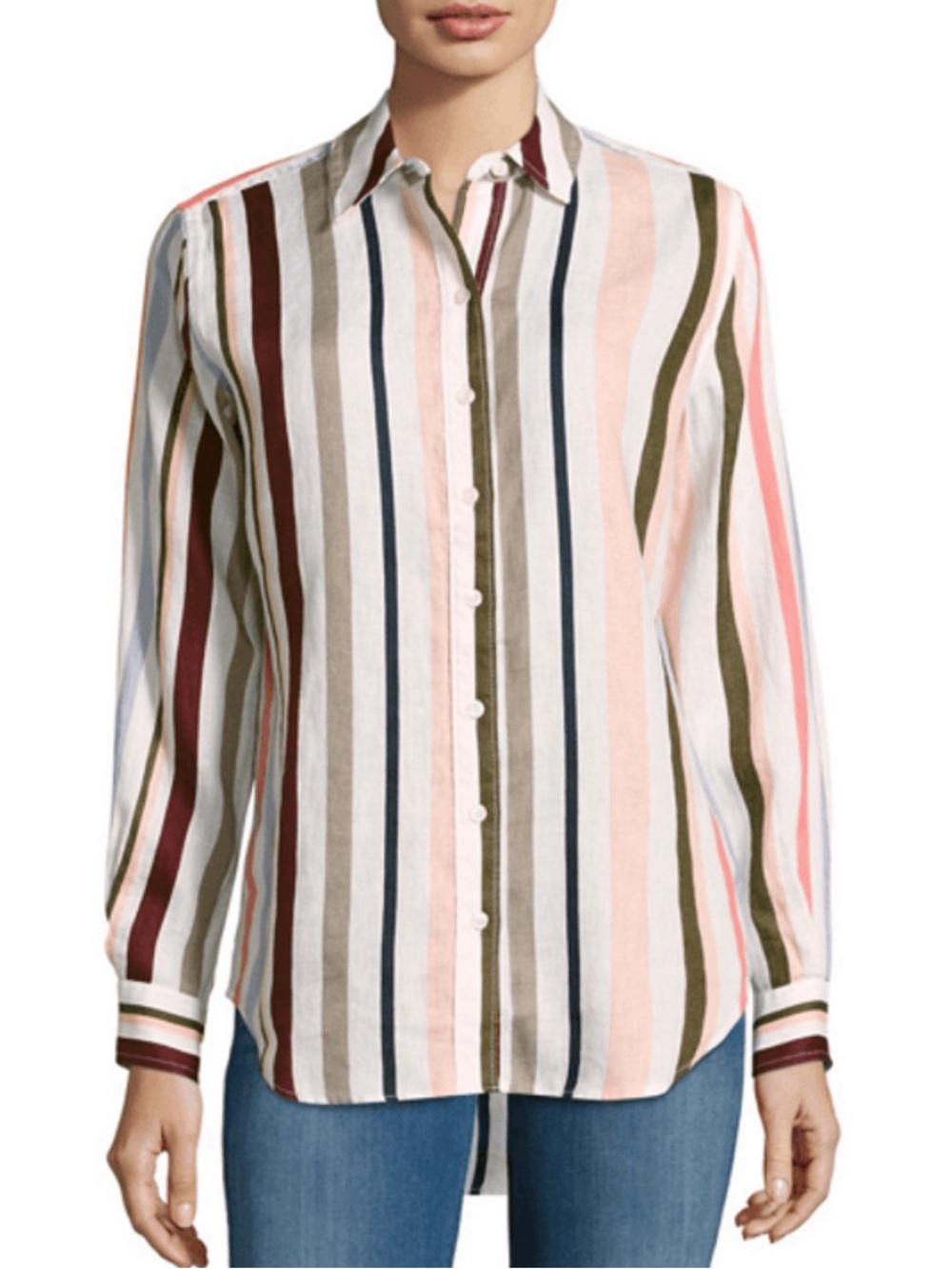 Lord & Taylor Multicolor Vertical Stripe Button-Down Shirt